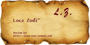 Locz Zoé névjegykártya